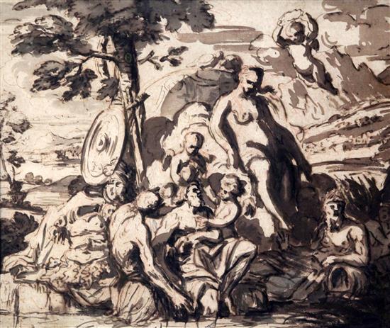 Attributed to Francois Perrier (1715-1783) The deification of Aeneas, 11.75 x 14.25in.
